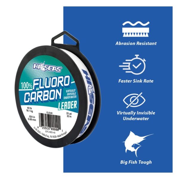 AFW HiSeas Clear 100% Fluorocarbon Leader 25yd - Image 4